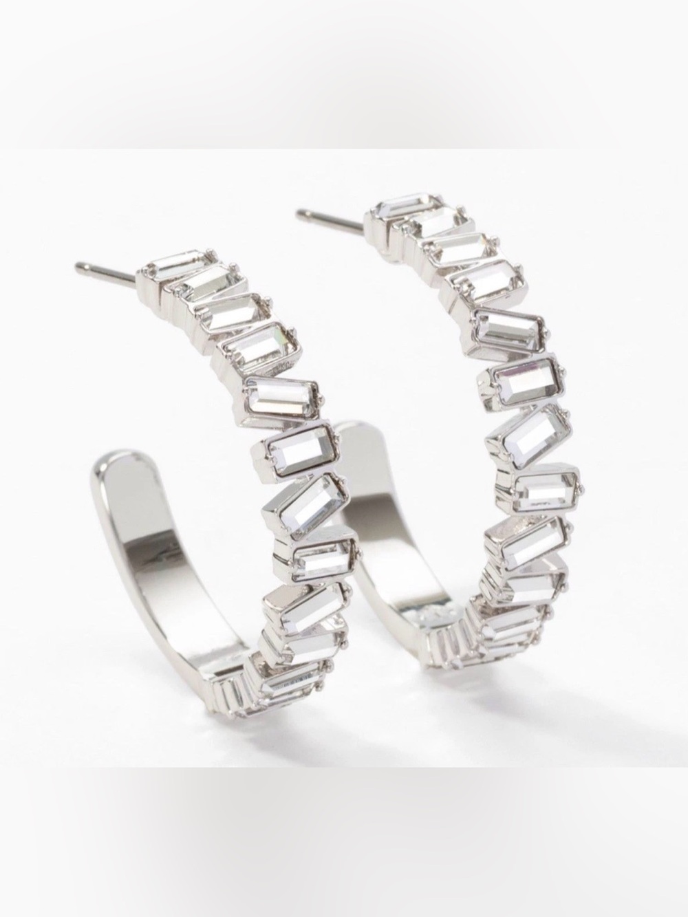 Touchstone Crystal JAGGED EDGE earrings with White Swarovski crystals BNIB post